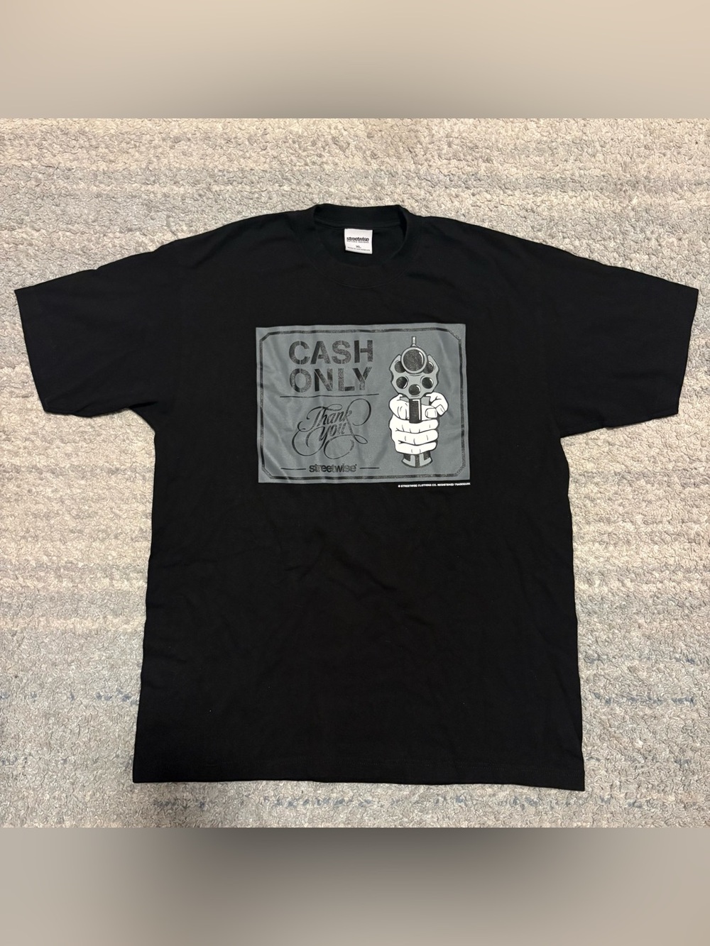 Streetwise Clothing Co "Cash Only" Revolver Grtaphic T-Shirt Black (XL) - Made